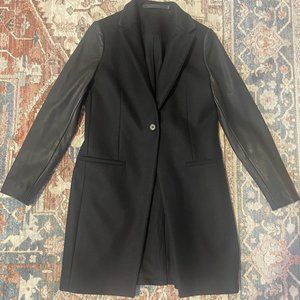 AllSaints - Sidney Leather Sleeve Cashmere Coat (NWT)
